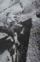 Murray Jones on the south face of Talbot in January 1968, NZAJ, 1968, p 370